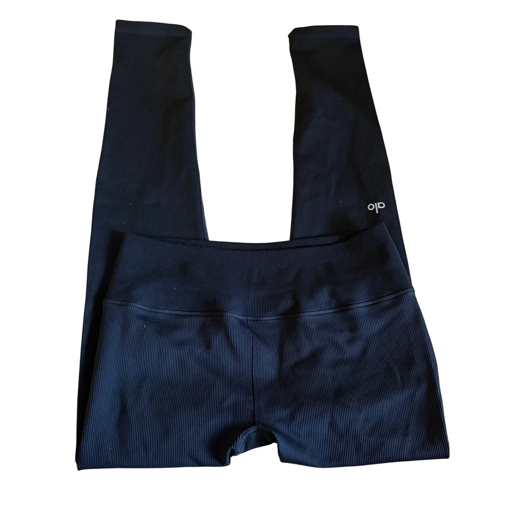 ALO Ribbed‎ High-Waist Blissful Legging black Size Large